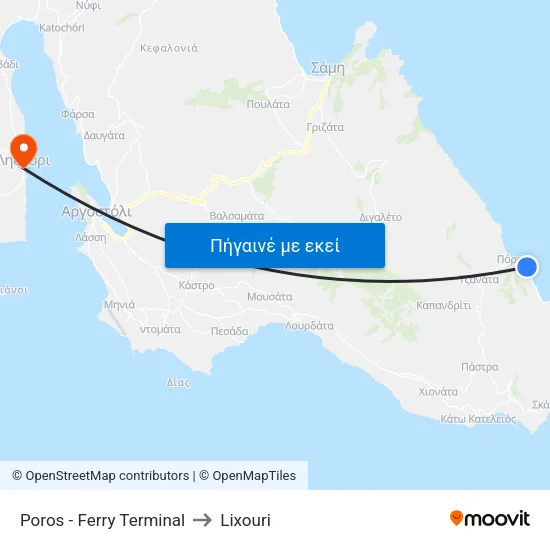 Poros - Ferry Terminal to Lixouri map