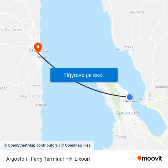 Argostoli - Ferry Terminal to Lixouri map