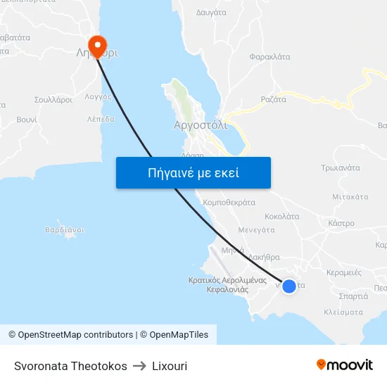 Svoronata Theotokos to Lixouri map