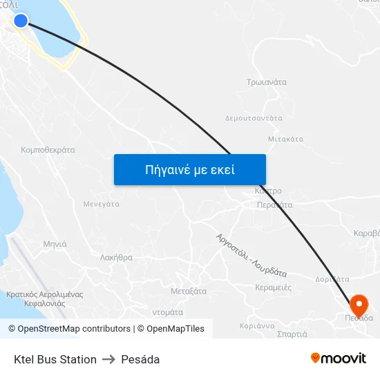 Ktel Bus Station to Pesáda map