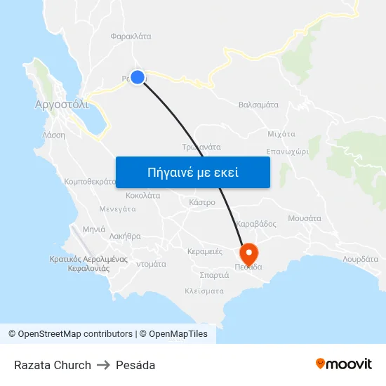 Razata Church to Pesáda map
