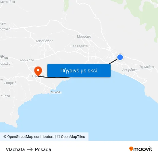 Vlachata to Pesáda map