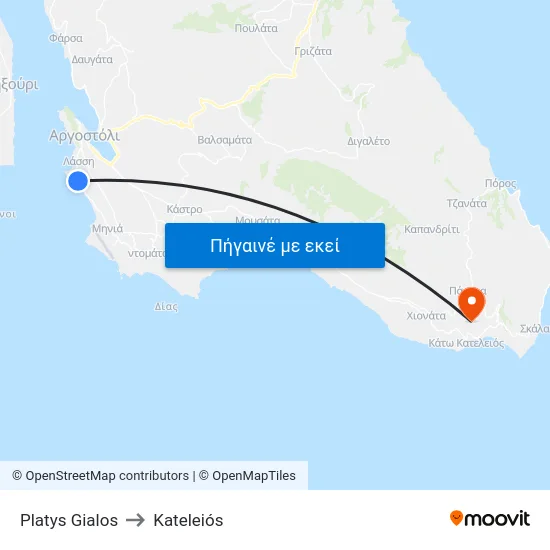 Platys Gialos to Kateleiós map