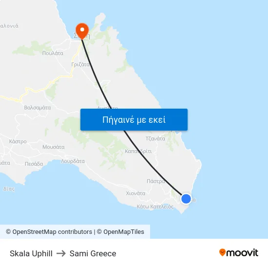 Skala Uphill to Sami Greece map