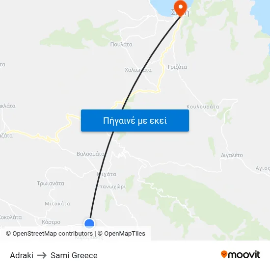 Adraki to Sami Greece map