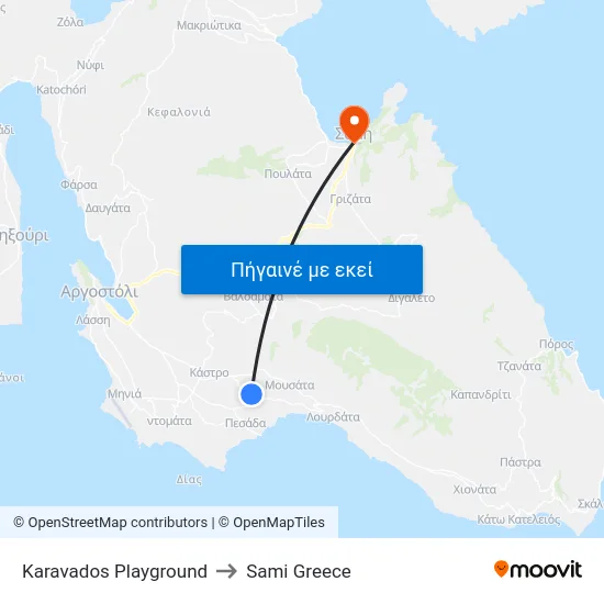 Karavados Playground to Sami Greece map