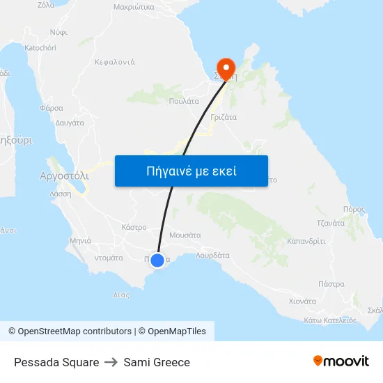 Pessada Square to Sami Greece map
