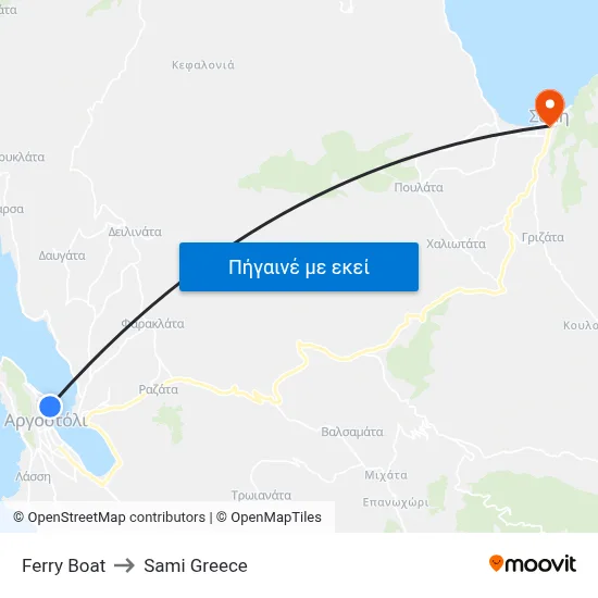 Ferry Boat to Sami Greece map