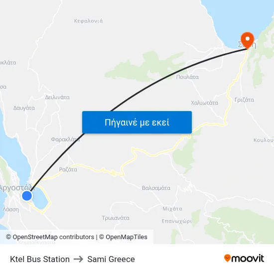 Ktel Bus Station to Sami Greece map