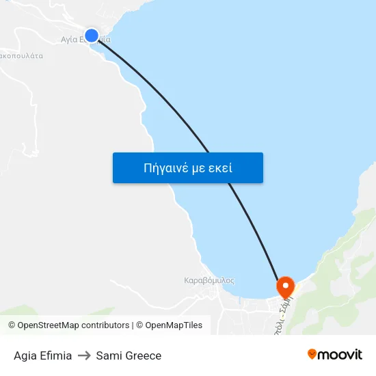 Agia Efimia to Sami Greece map