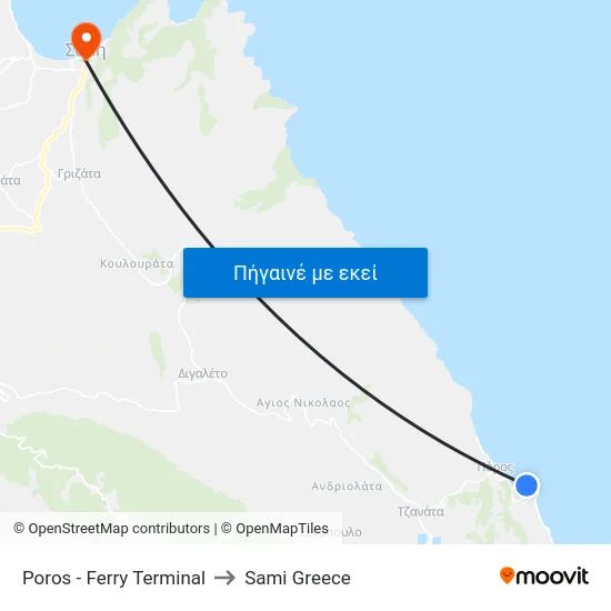 Poros - Ferry Terminal to Sami Greece map