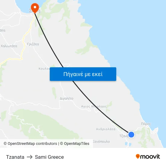 Tzanata to Sami Greece map