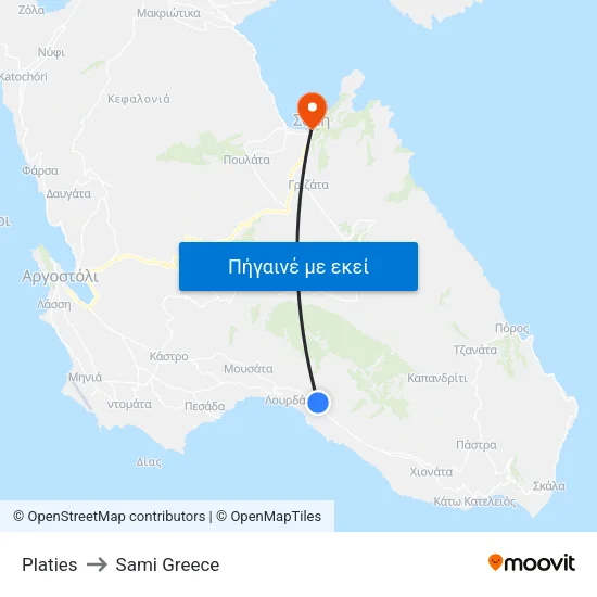 Platies to Sami Greece map