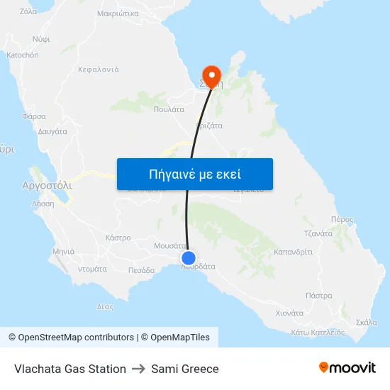 Vlachata Gas Station to Sami Greece map