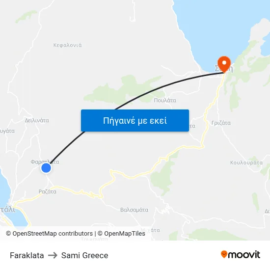Faraklata to Sami Greece map