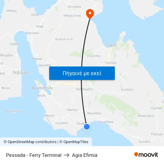 Pessada - Ferry Terminal to Agia Efimia map