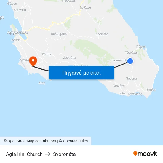 Agia Ιrini Church to Svoronáta map