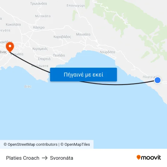 Platies Croach to Svoronáta map