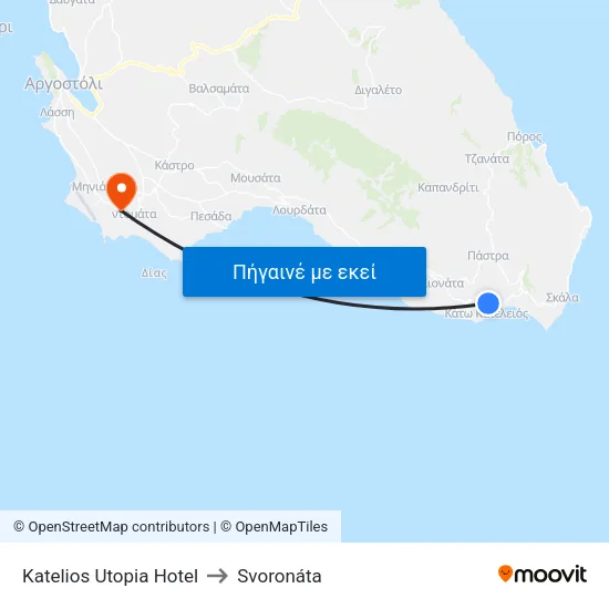 Katelios Utopia Hotel to Svoronáta map