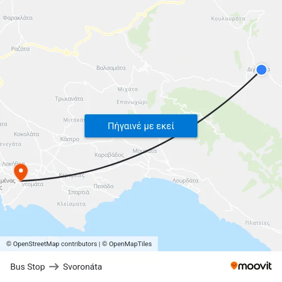 Bus Stop to Svoronáta map