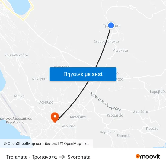 Troianata - Τρωιανάτα to Svoronáta map