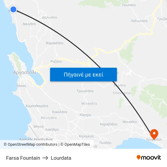 Farsa Fountain to Lourdata map