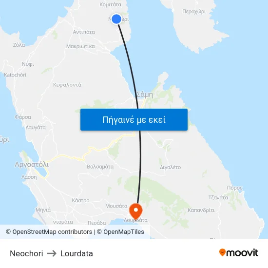 Neochori to Lourdata map