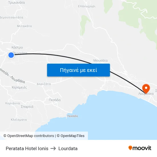 Peratata Hotel Ionis to Lourdata map