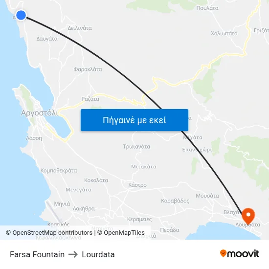 Farsa Fountain to Lourdata map