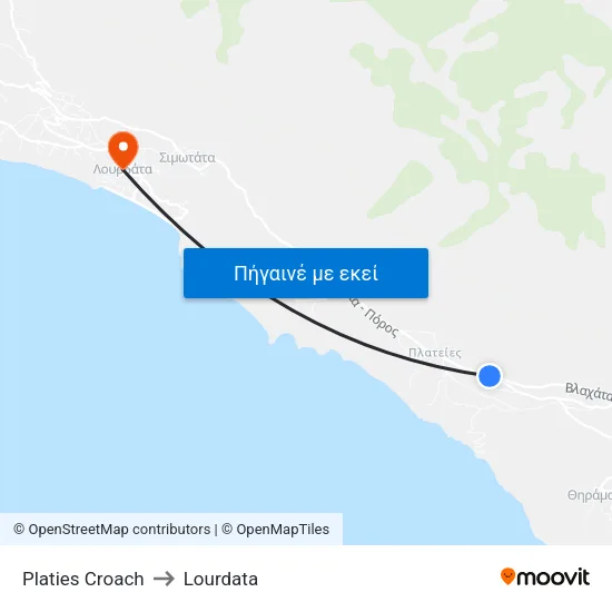Platies Croach to Lourdata map