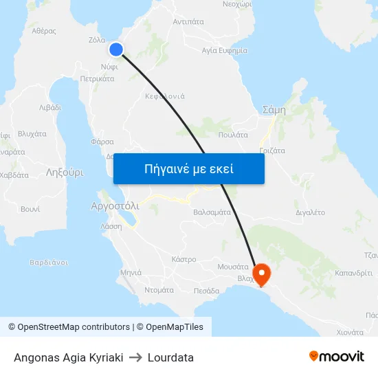 Angonas Agia Kyriaki to Lourdata map