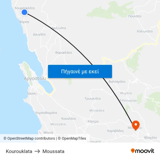 Kourouklata to Moussata map