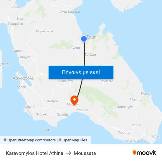 Karavomylos Hotel Athina to Moussata map