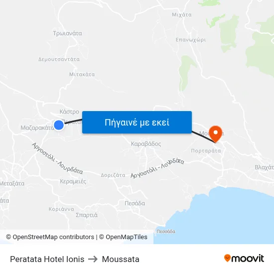 Peratata Hotel Ionis to Moussata map