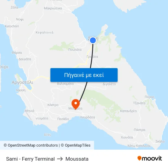 Sami - Ferry Terminal to Moussata map