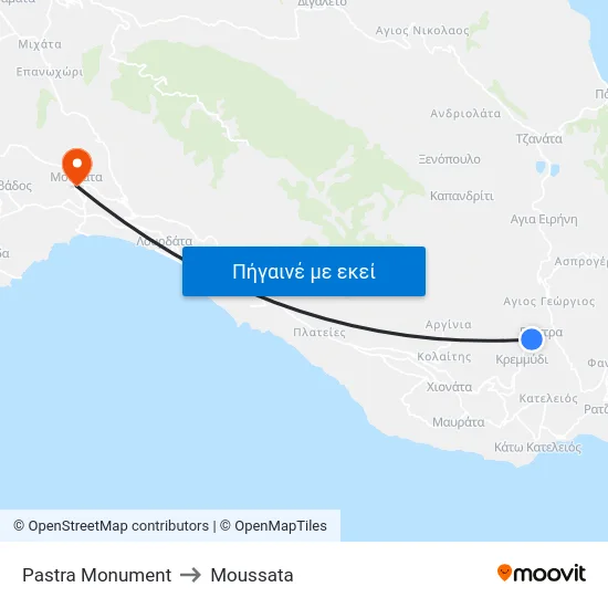 Pastra Monument to Moussata map