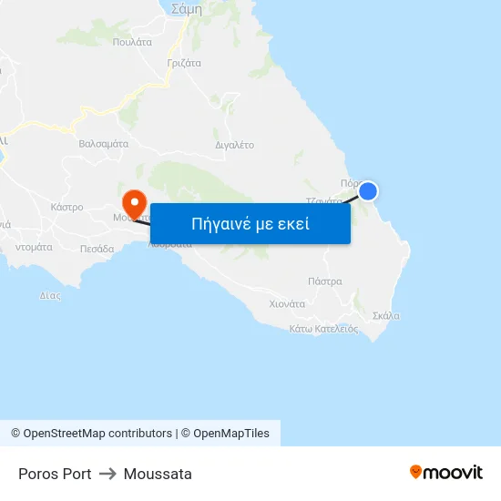 Poros Port to Moussata map