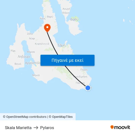 Skala Marietta to Pylaros map