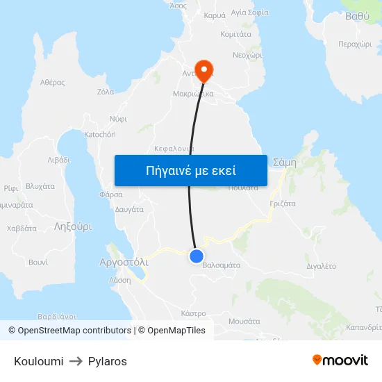 Kouloumi to Pylaros map
