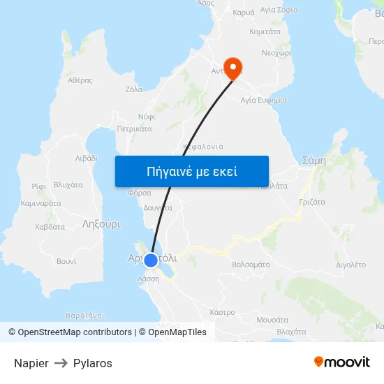 Napier to Pylaros map