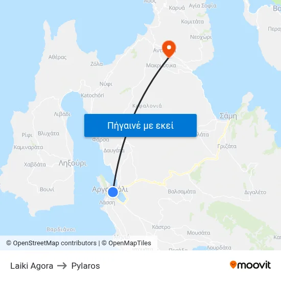 Laiki Agora to Pylaros map