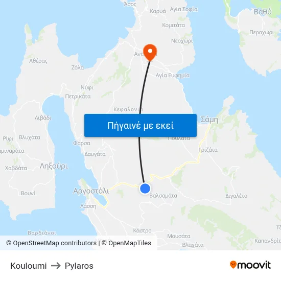 Kouloumi to Pylaros map