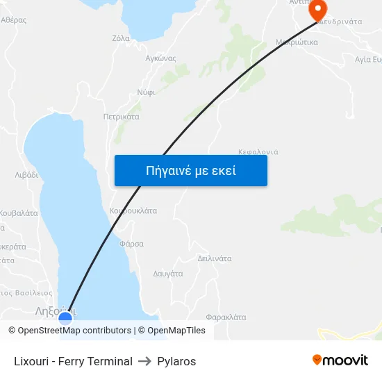 Lixouri - Ferry Terminal to Pylaros map