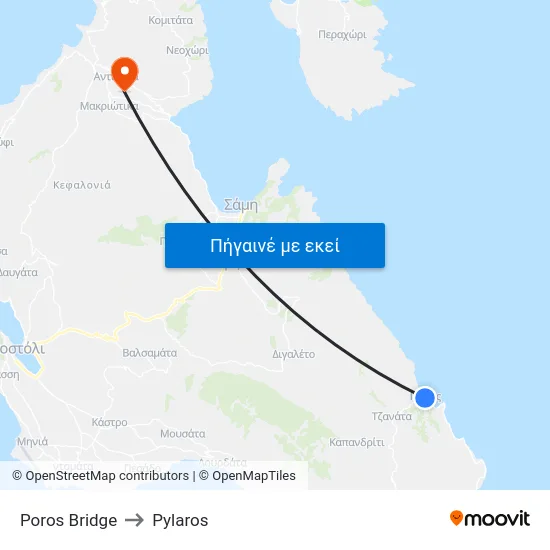 Poros Bridge to Pylaros map