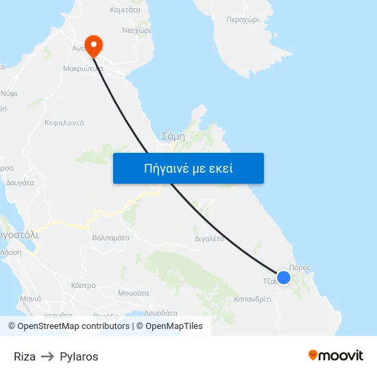 Riza to Pylaros map