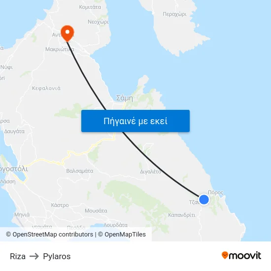 Riza to Pylaros map