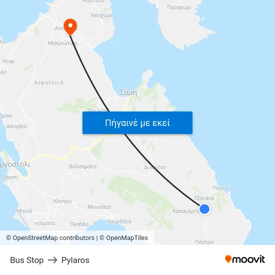 Bus Stop to Pylaros map
