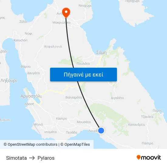 Simotata to Pylaros map