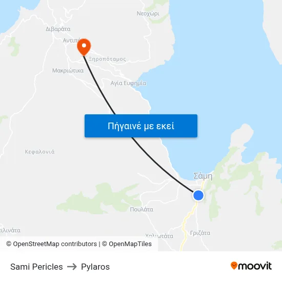 Sami Pericles to Pylaros map