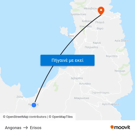 Angonas to Erisos map
